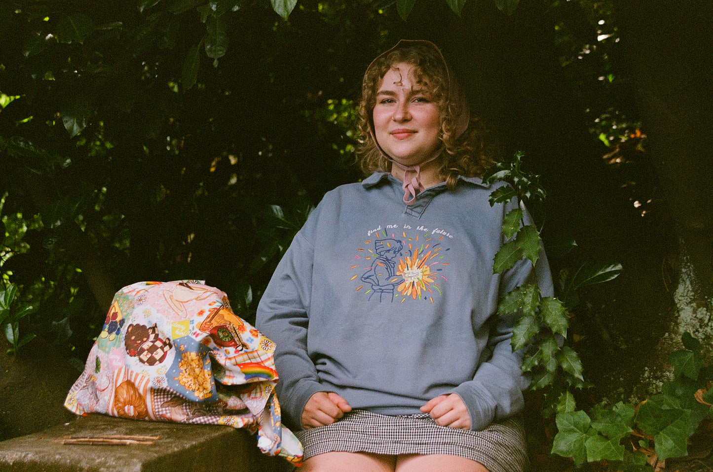 Find Me in the Future Embroidered Collared Sweatshirt!
