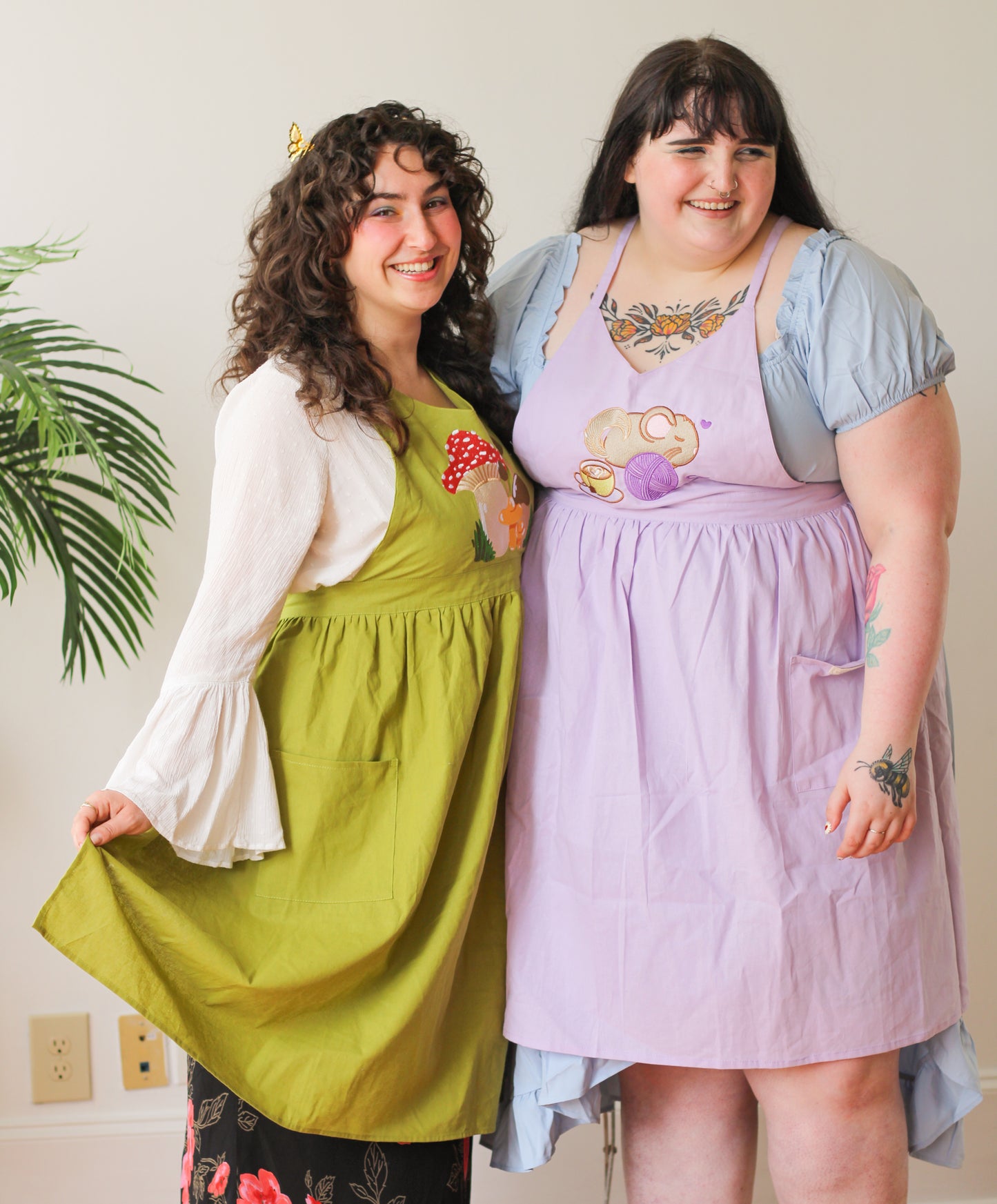 Linen Embroidered Pinafore Aprons!