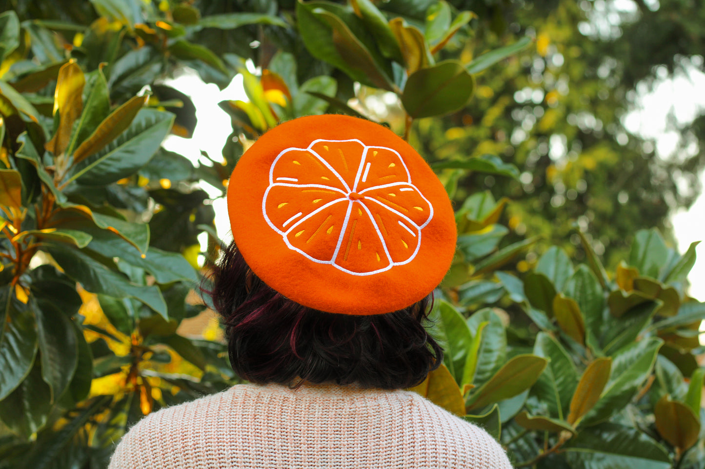 Citrus Slice Embroidered Beret!