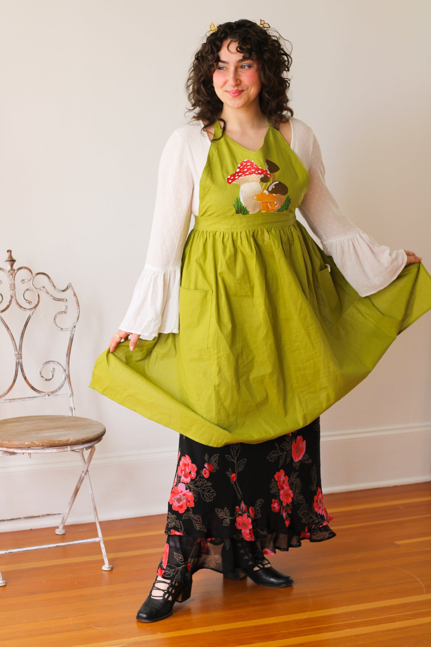 Linen Embroidered Pinafore Aprons!