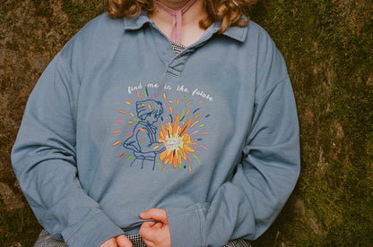 Find Me in the Future Embroidered Collared Sweatshirt! *PREORDER*