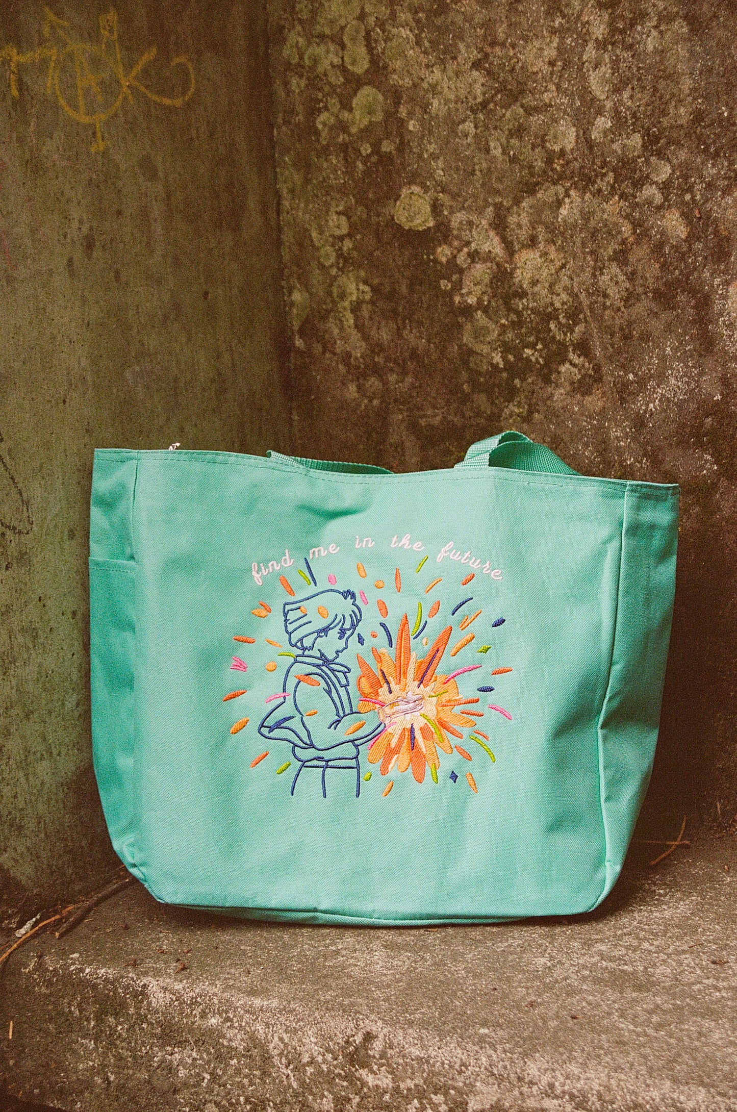 Find Me in the Future Embroidered Tote Bag!