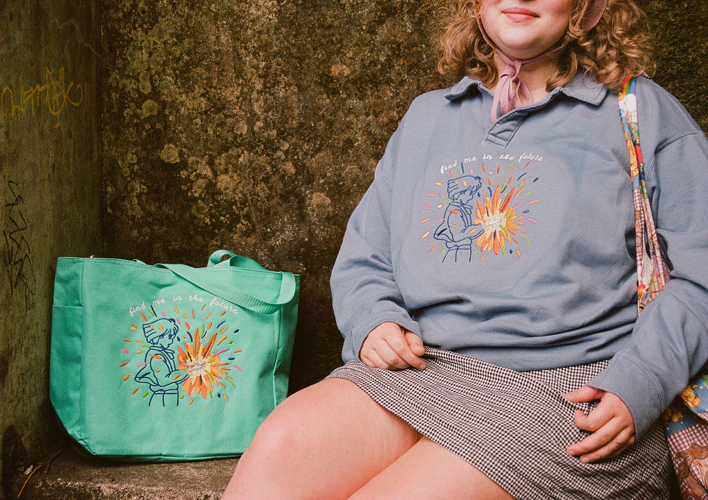 Find Me in the Future Embroidered Collared Sweatshirt!