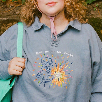 Find Me in the Future Embroidered Collared Sweatshirt! *PREORDER*