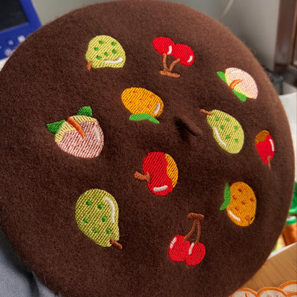 Animal Crossing Fruits Embroidered Beret!