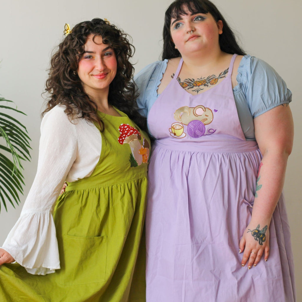 Linen Embroidered Pinafore Aprons!