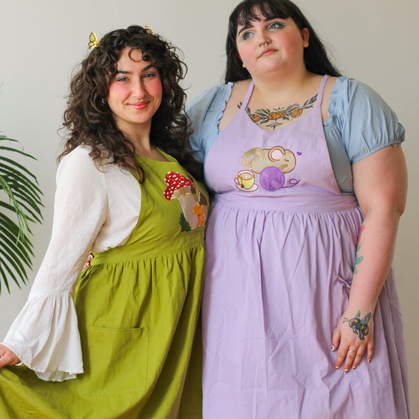 Linen Embroidered Pinafore Aprons!