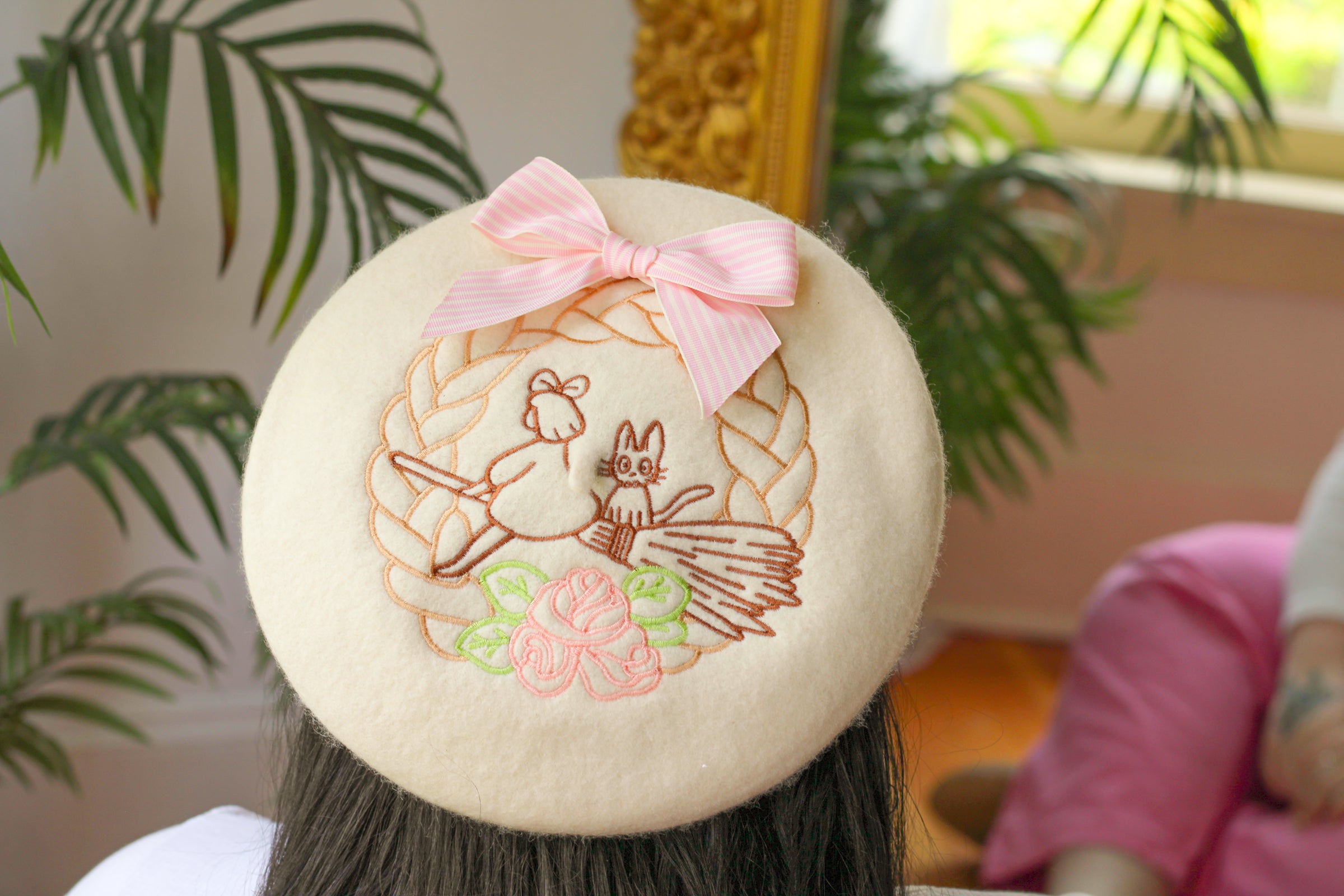 Witch & Kitten Embroidered Beret!