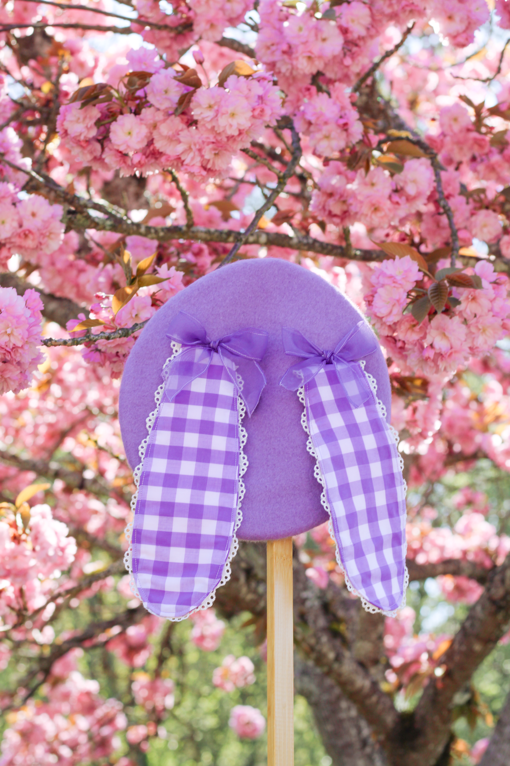 Lovely Bunny Beret in Lavender Gingham!