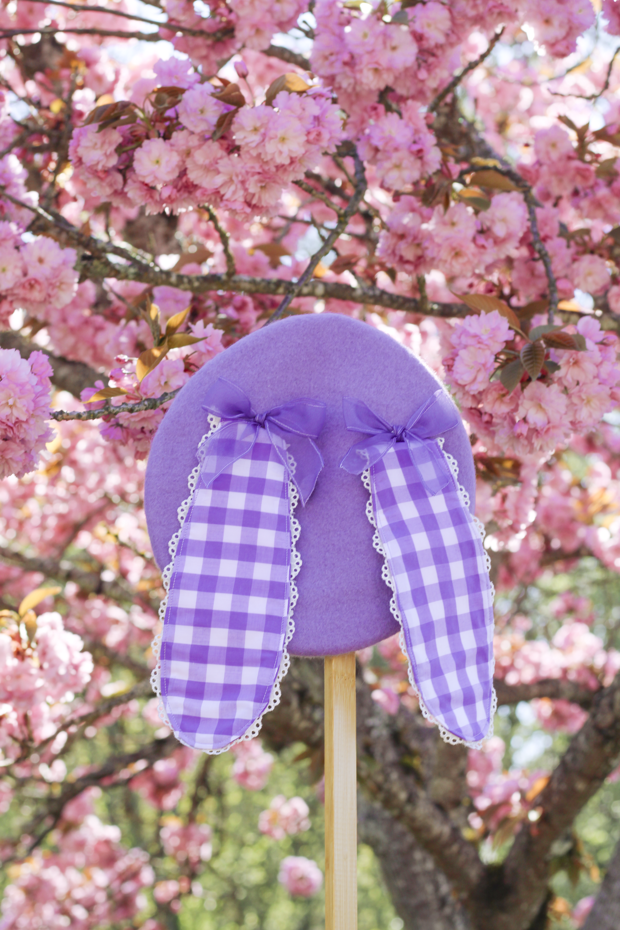 Lovely Bunny Beret in Lavender Gingham!