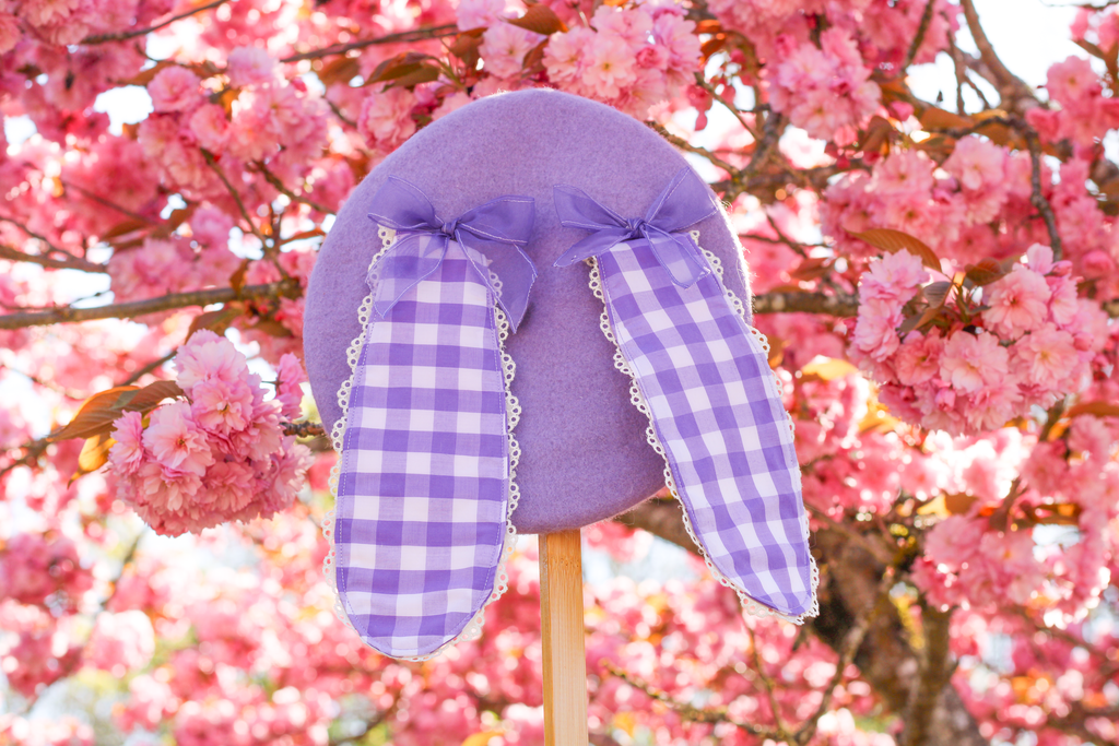 Lovely Bunny Beret in Lavender Gingham!