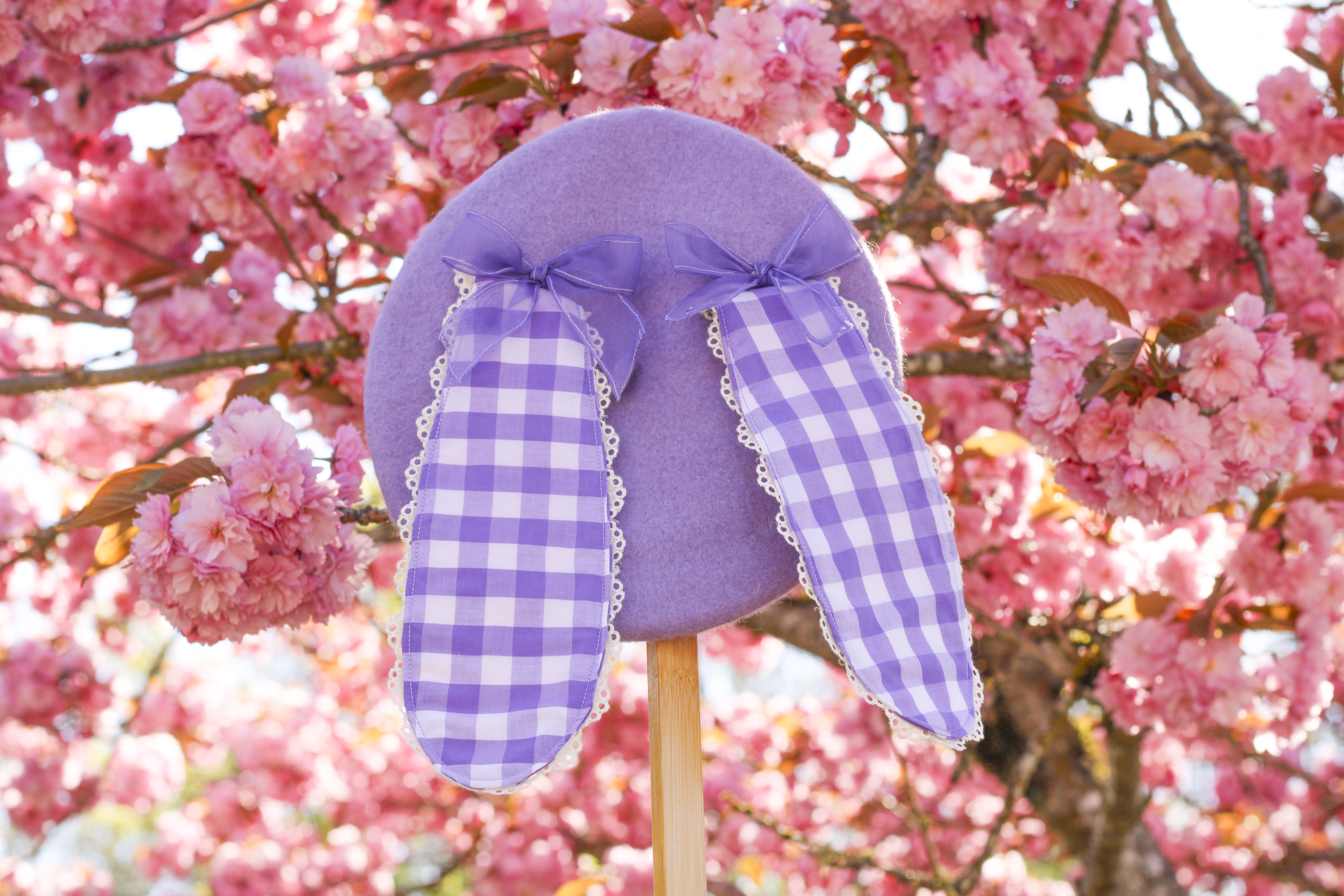 Lovely Bunny Beret in Lavender Gingham!