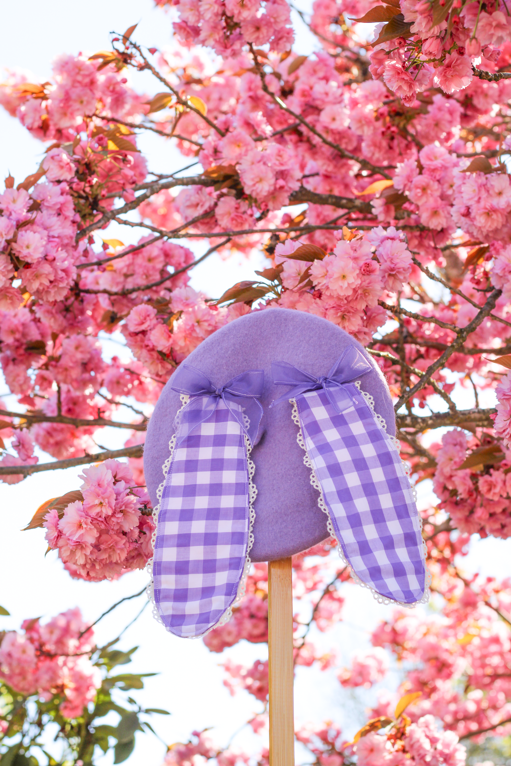 Lovely Bunny Beret in Lavender Gingham!