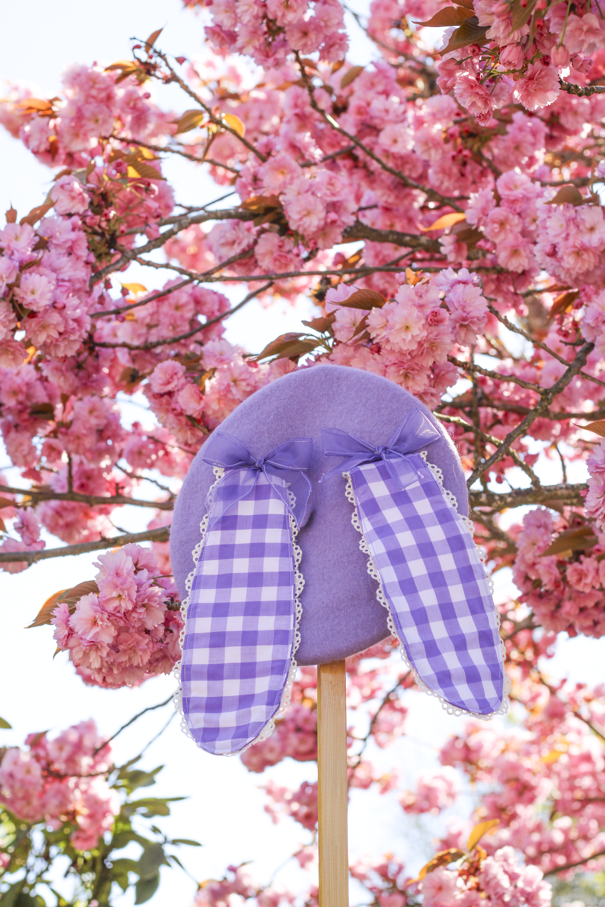 Lovely Bunny Beret in Lavender Gingham!