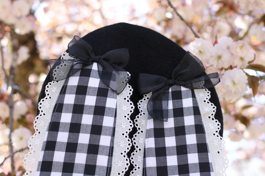 Lovely Bunny Beret in Black Gingham!