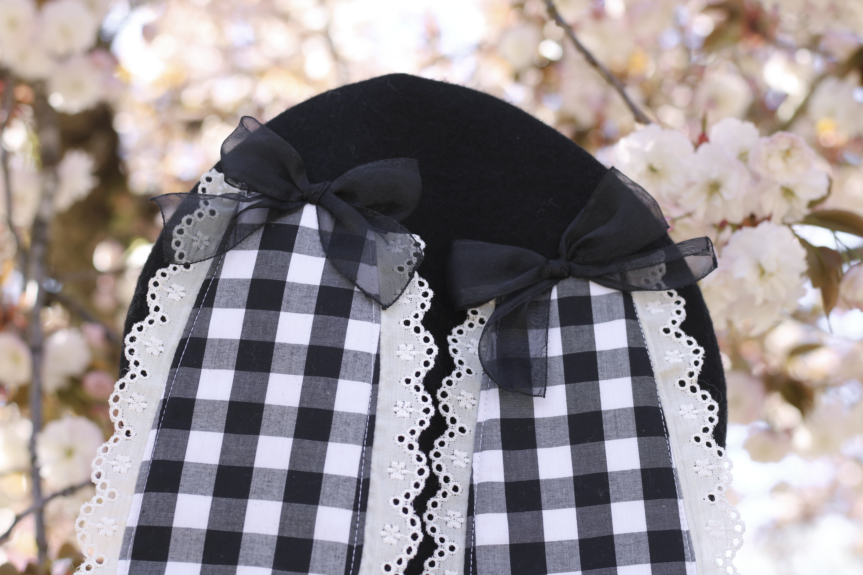 Lovely Bunny Beret in Black Gingham!