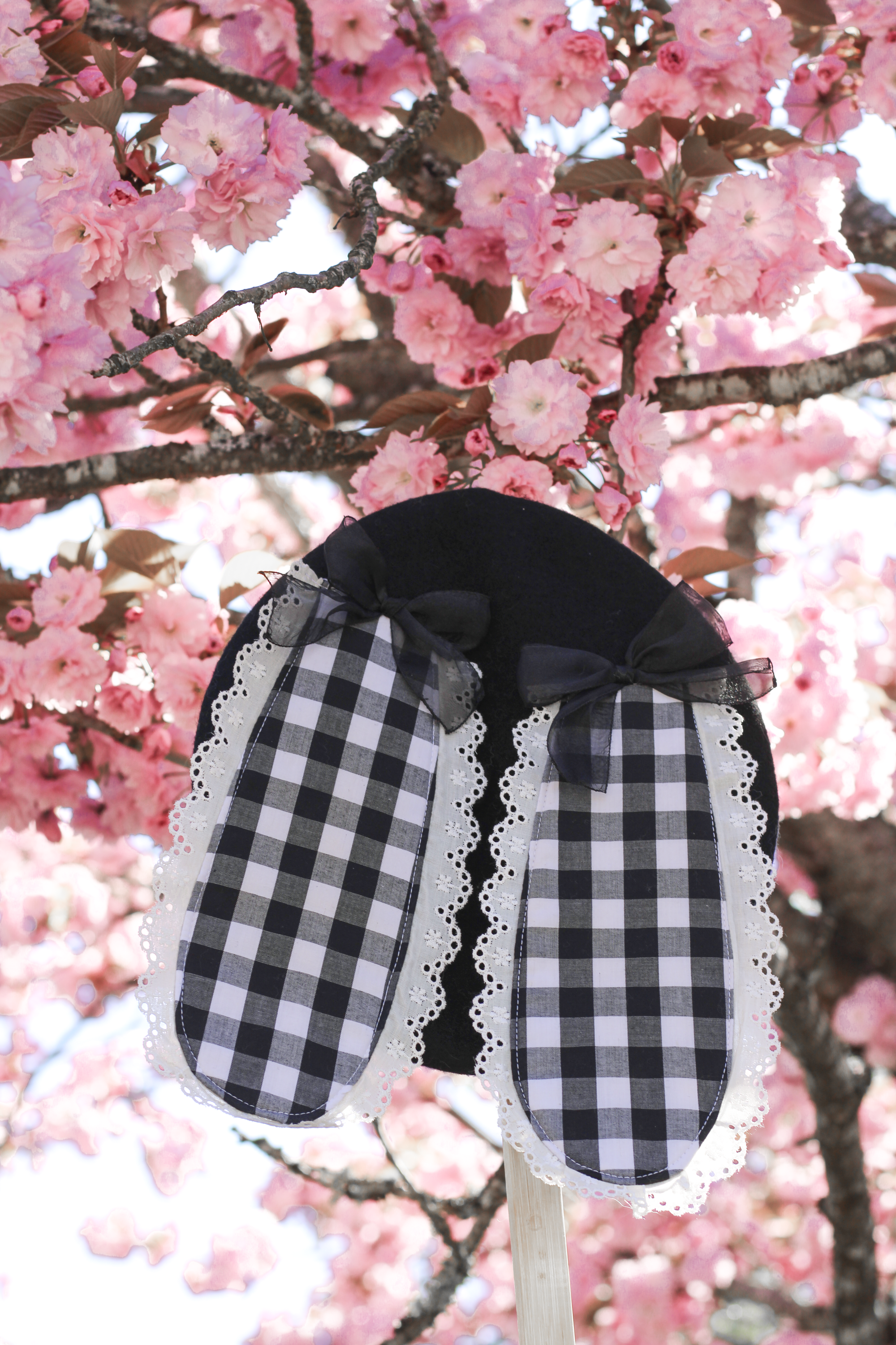 Lovely Bunny Beret in Black Gingham!