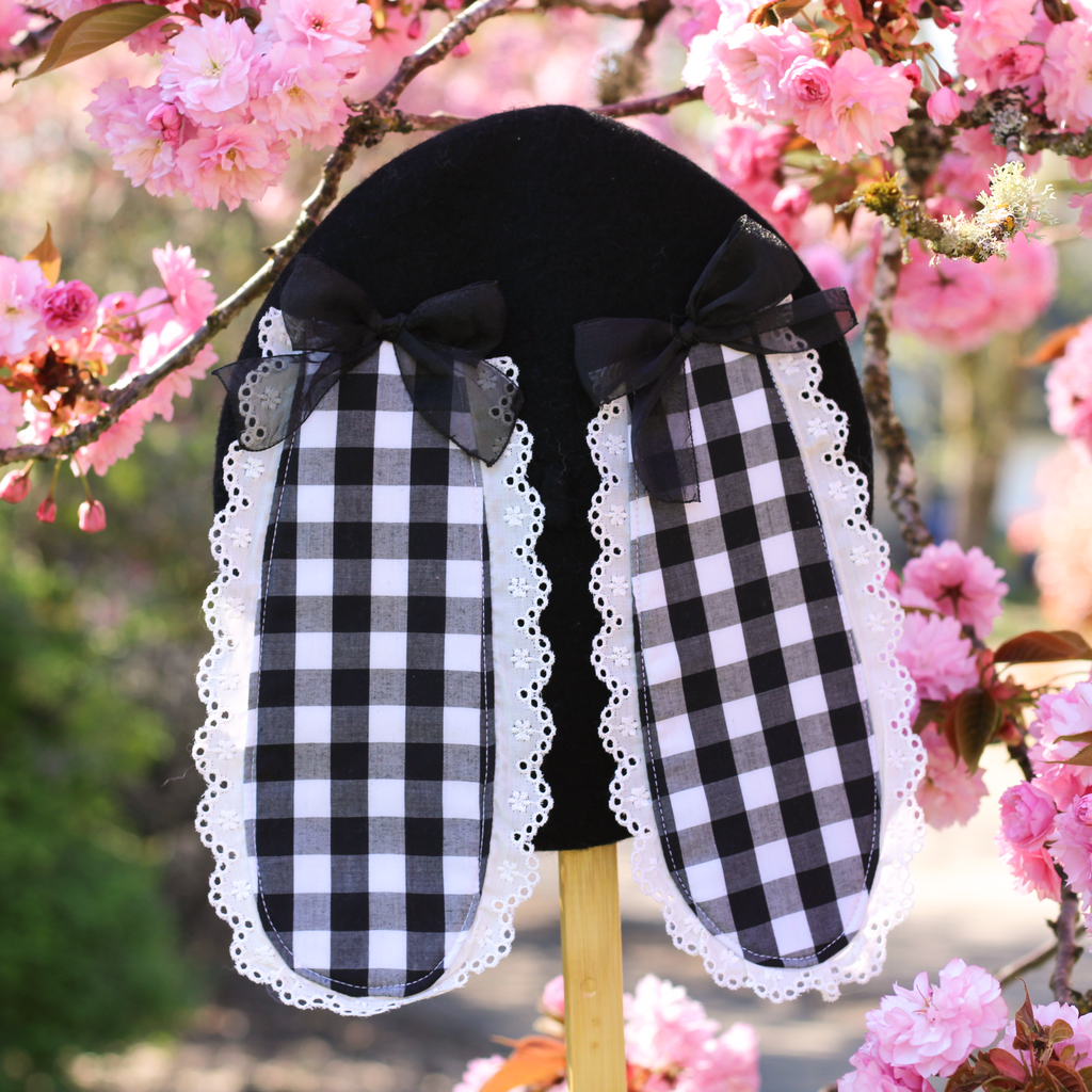 Lovely Bunny Beret in Black Gingham!