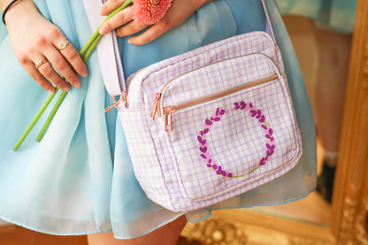Lavender Sprigs Plaid Side Bag!