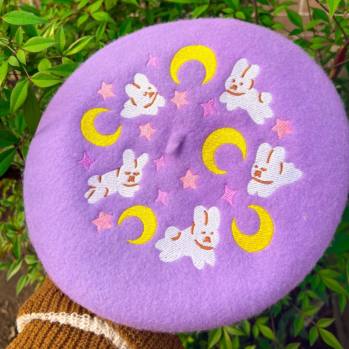 Moon Bunnies Embroidered Beret!