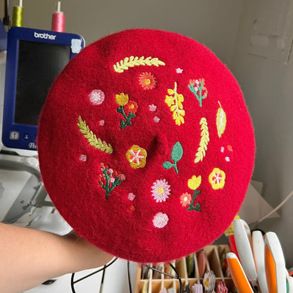 Summer Blooms Embroidered Beret!