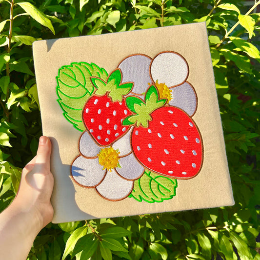 Strawberry Blossom Canvas Wall Hanging!