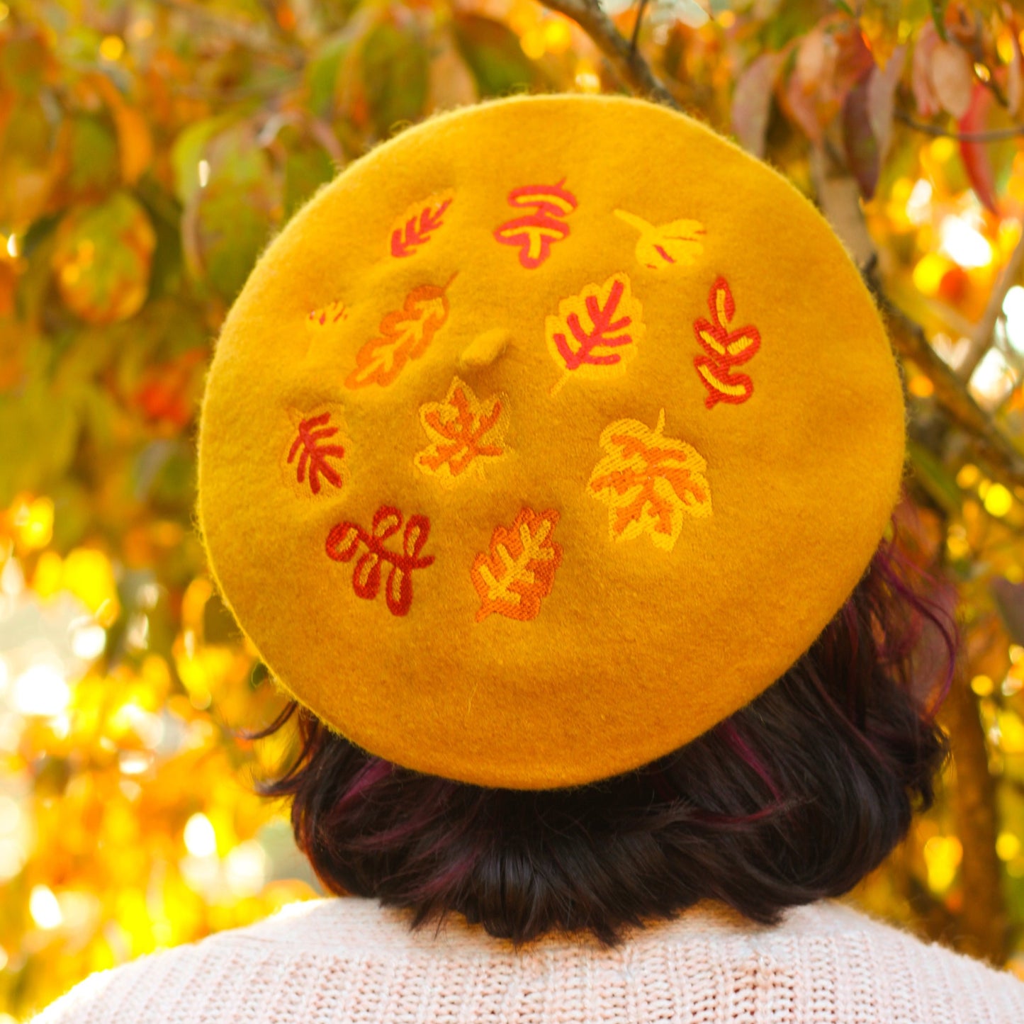 Autumn Leaves Embroidered Beret!