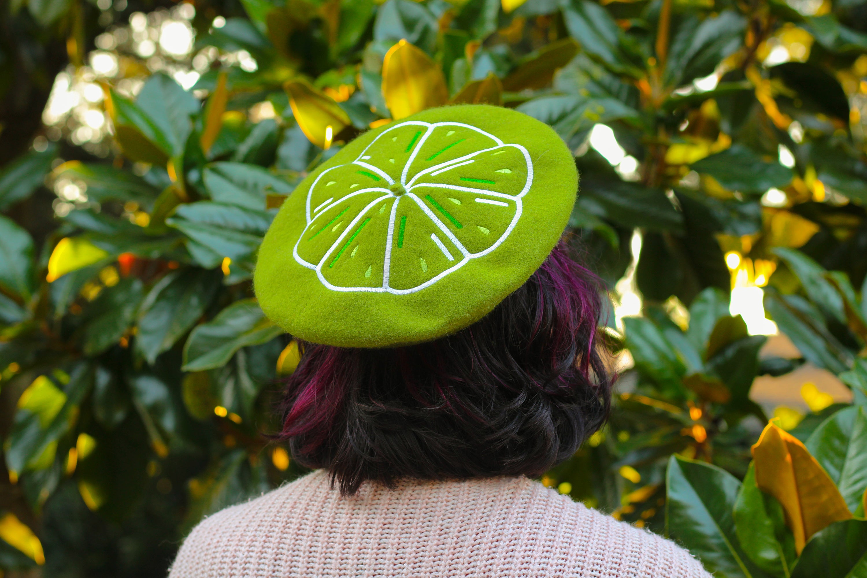 Citrus Slice Embroidered Beret!