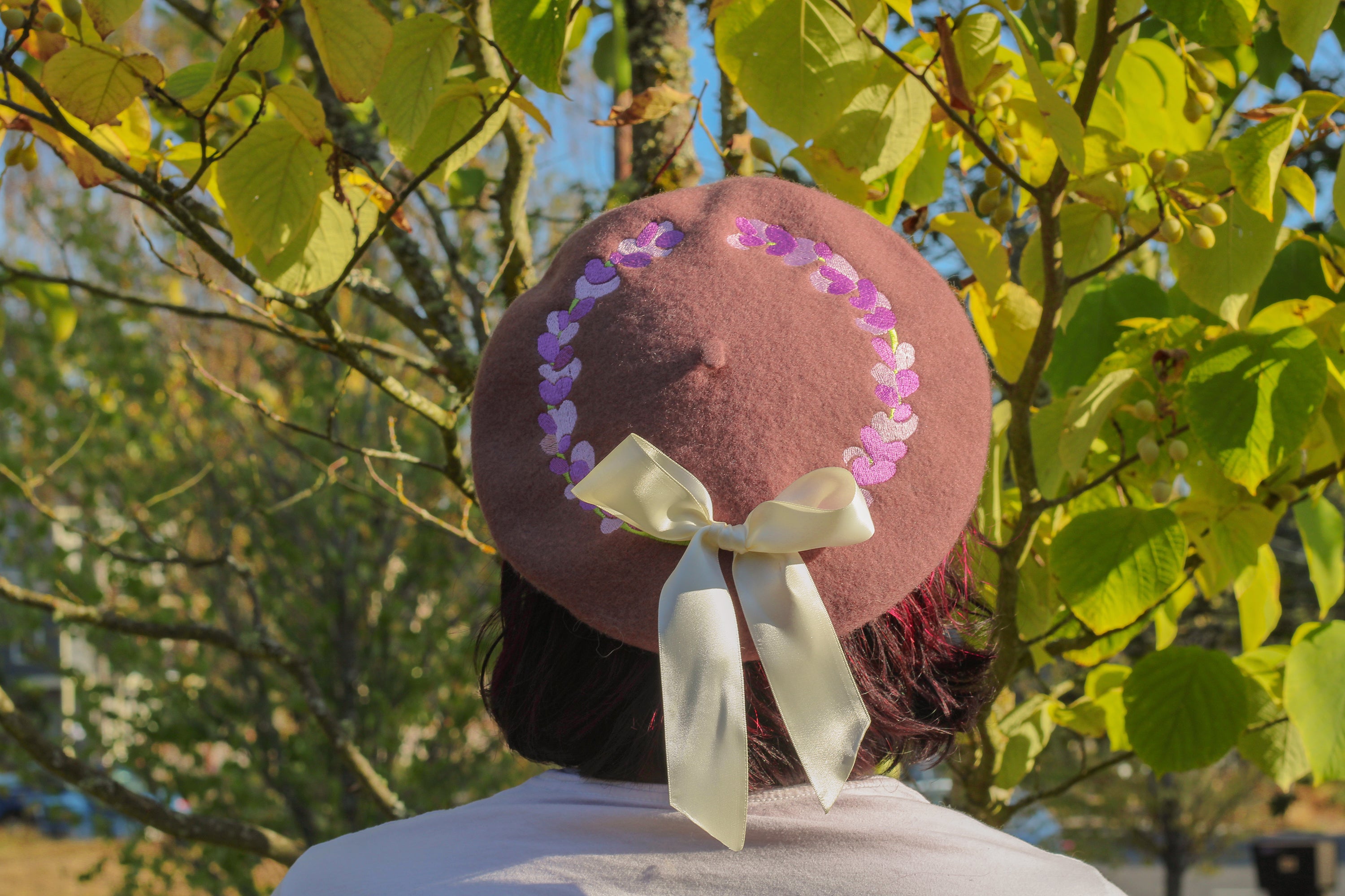 Lavender Sprigs Embroidered Beret!