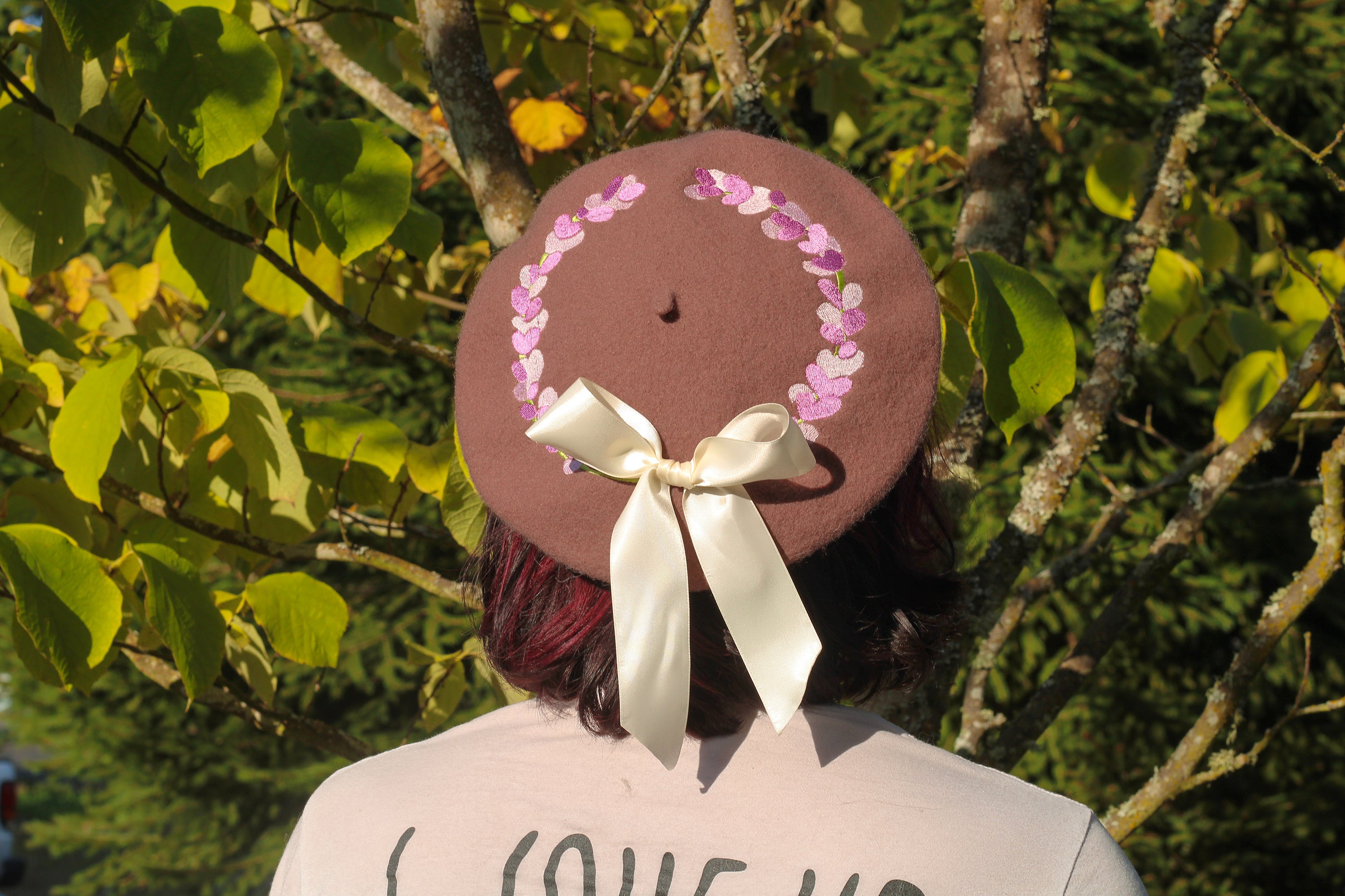 Lavender Sprigs Embroidered Beret!