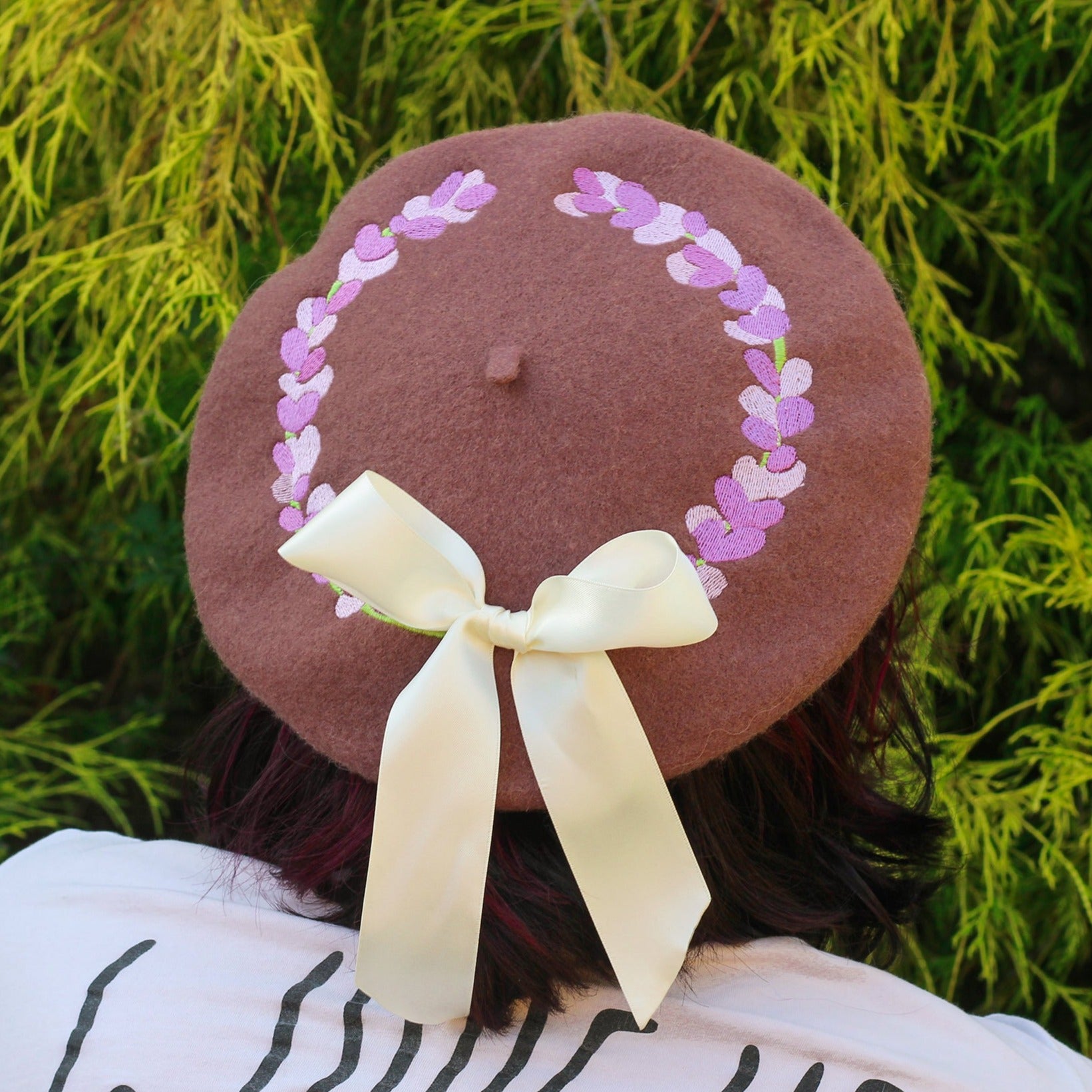 Lavender Sprigs Embroidered Beret!