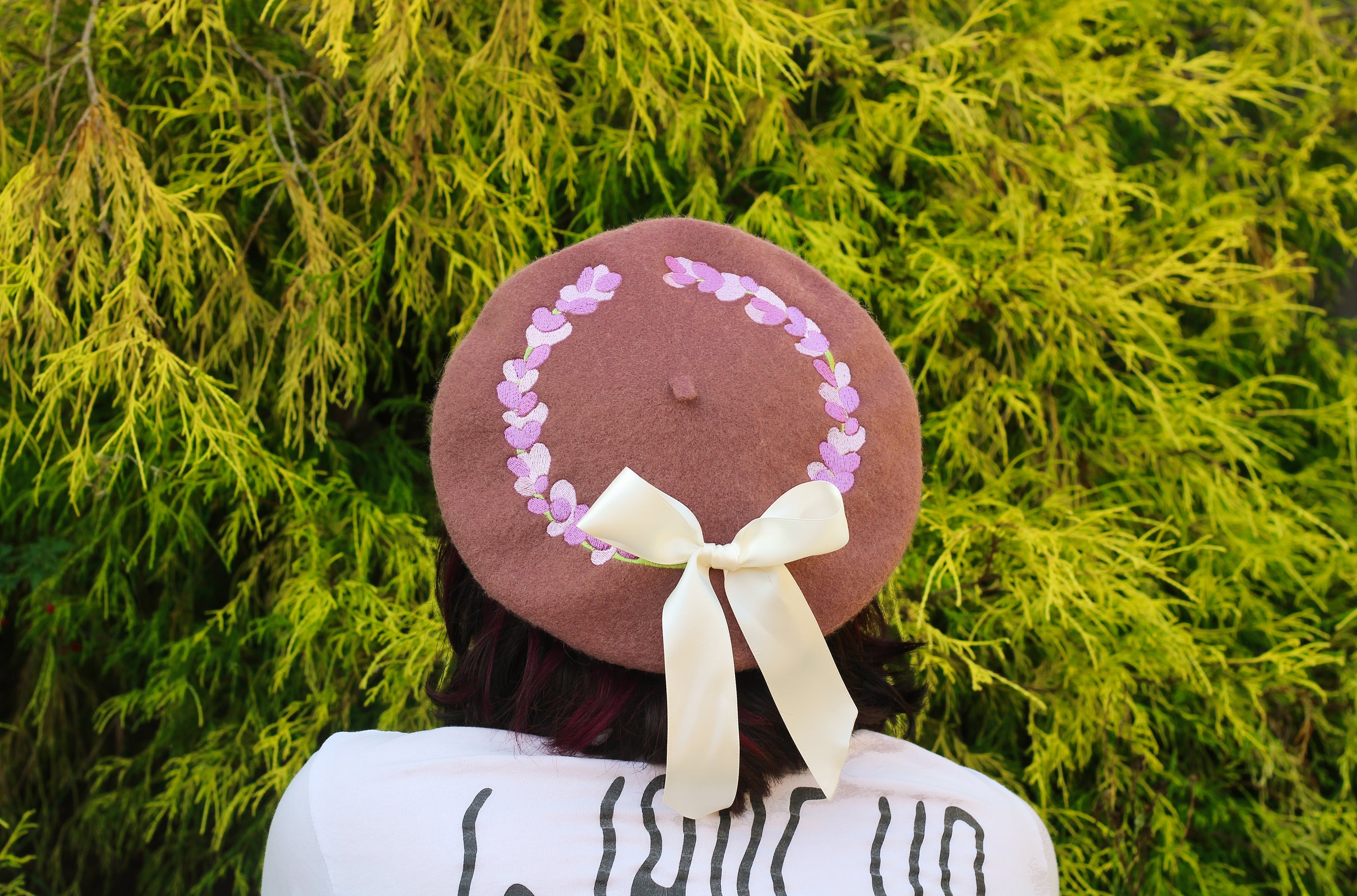 Lavender Sprigs Embroidered Beret!