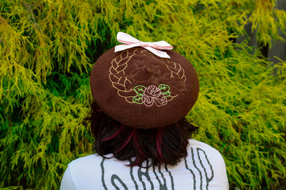 Witch & Kitten Embroidered Beret!