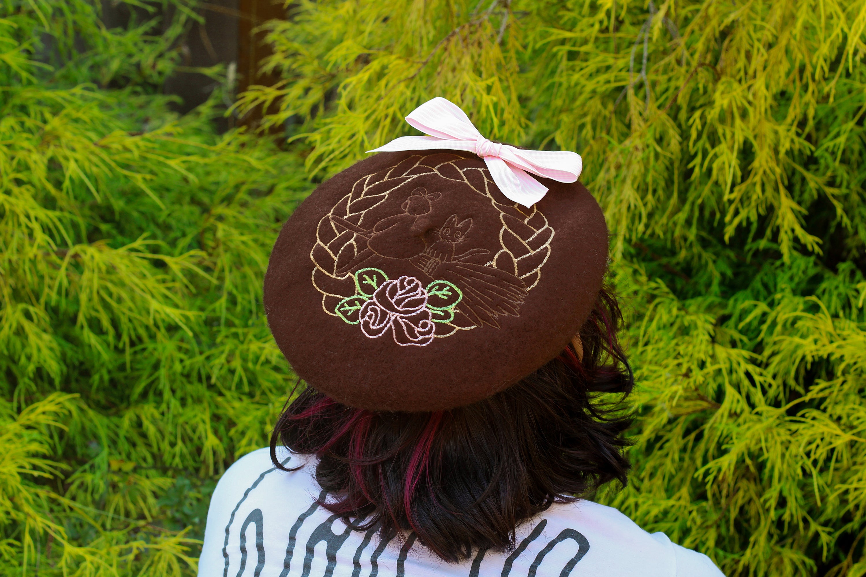 Witch & Kitten Embroidered Beret!