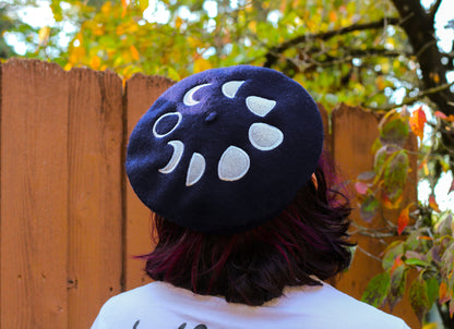 Moon Phases Embroidered Beret!