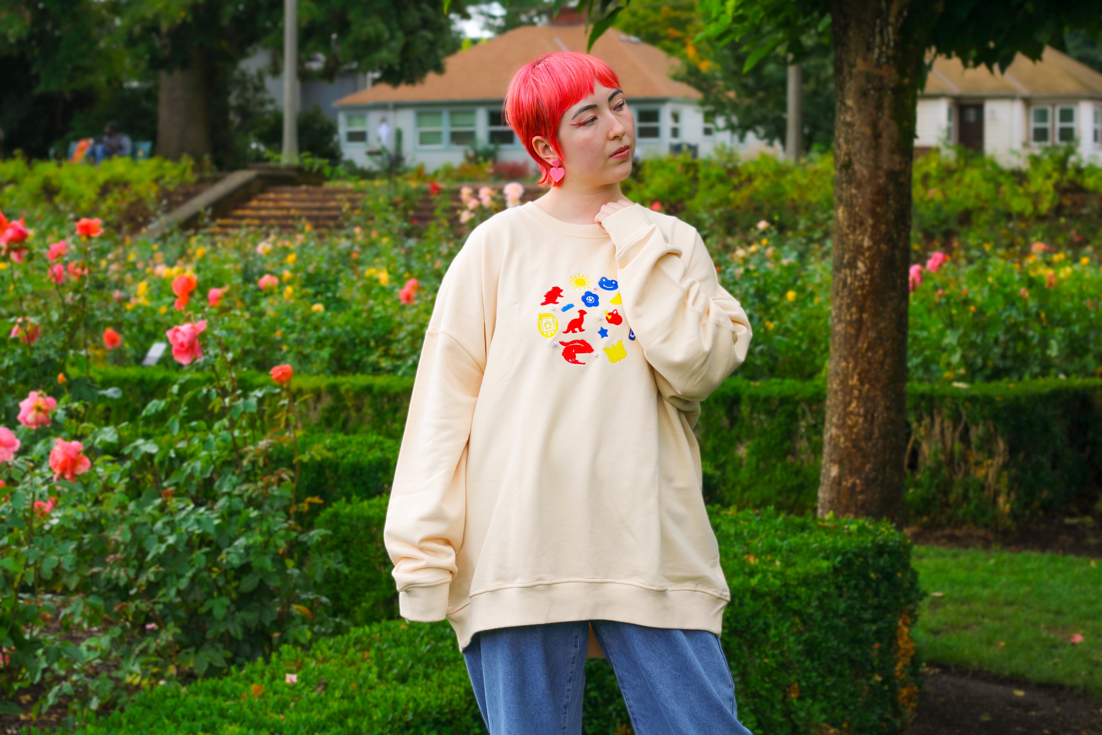 KIDCORE Embroidered Crew Neck Sweatshirt!