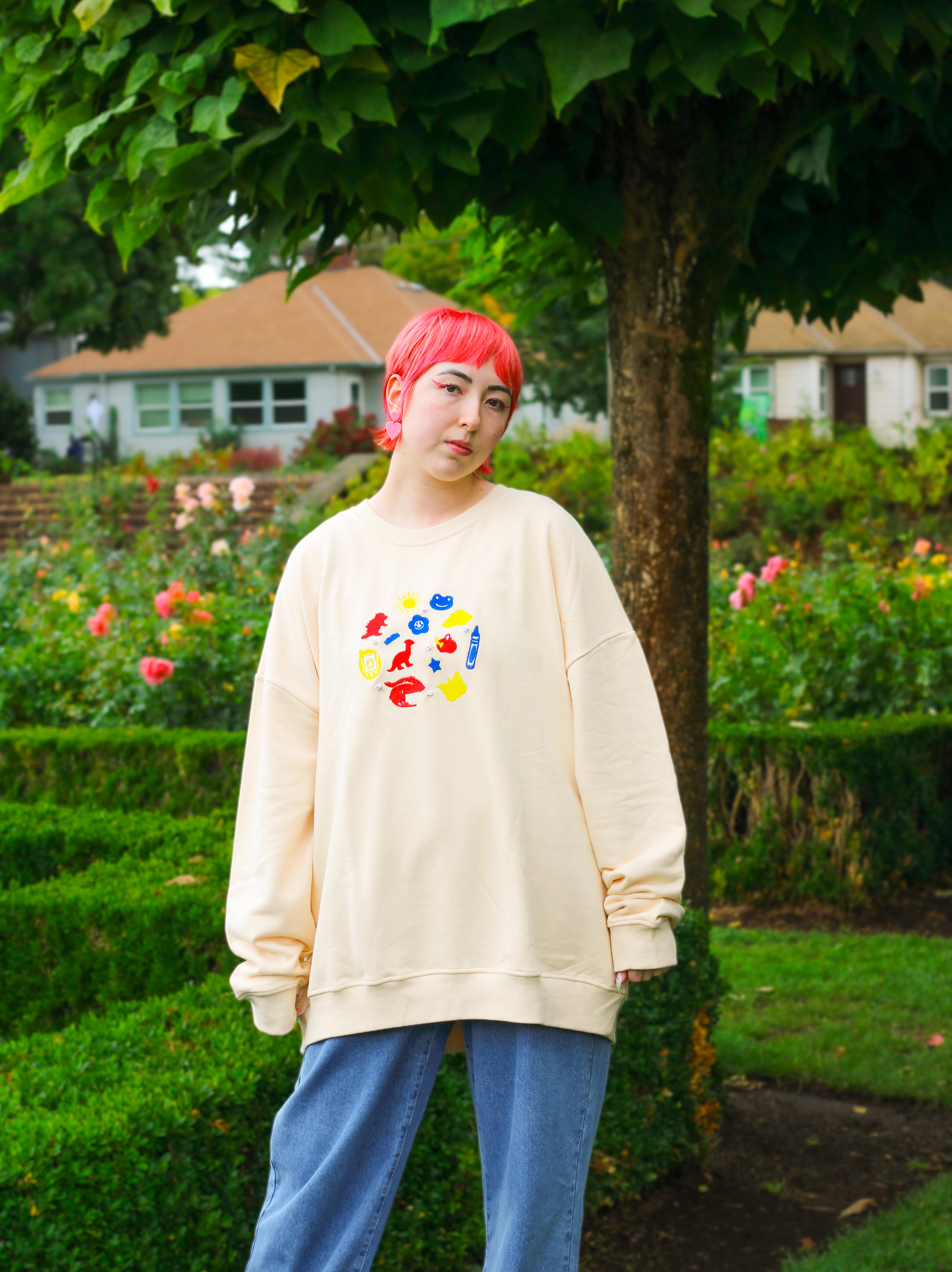 KIDCORE Embroidered Crew Neck Sweatshirt!