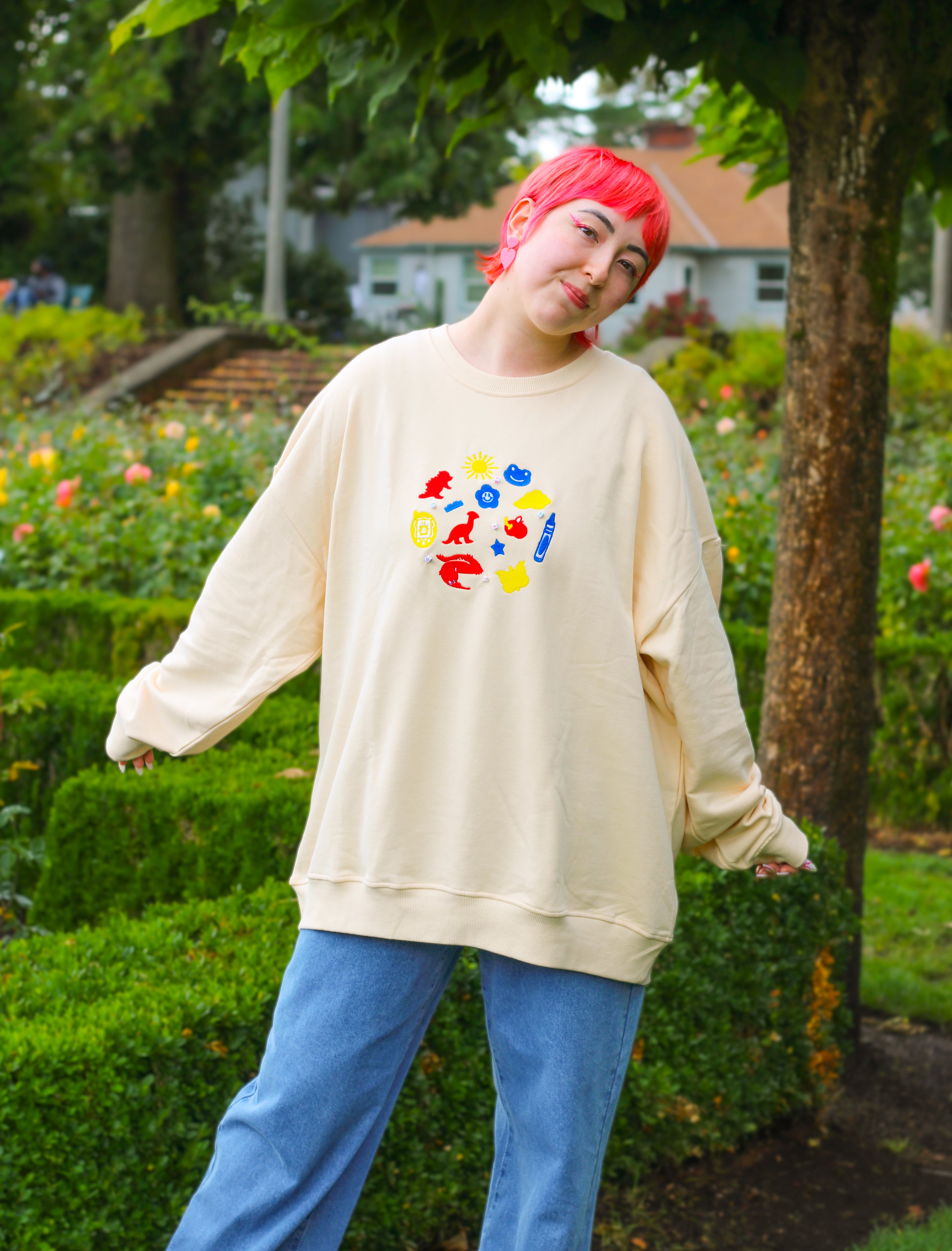 KIDCORE Embroidered Crew Neck Sweatshirt!