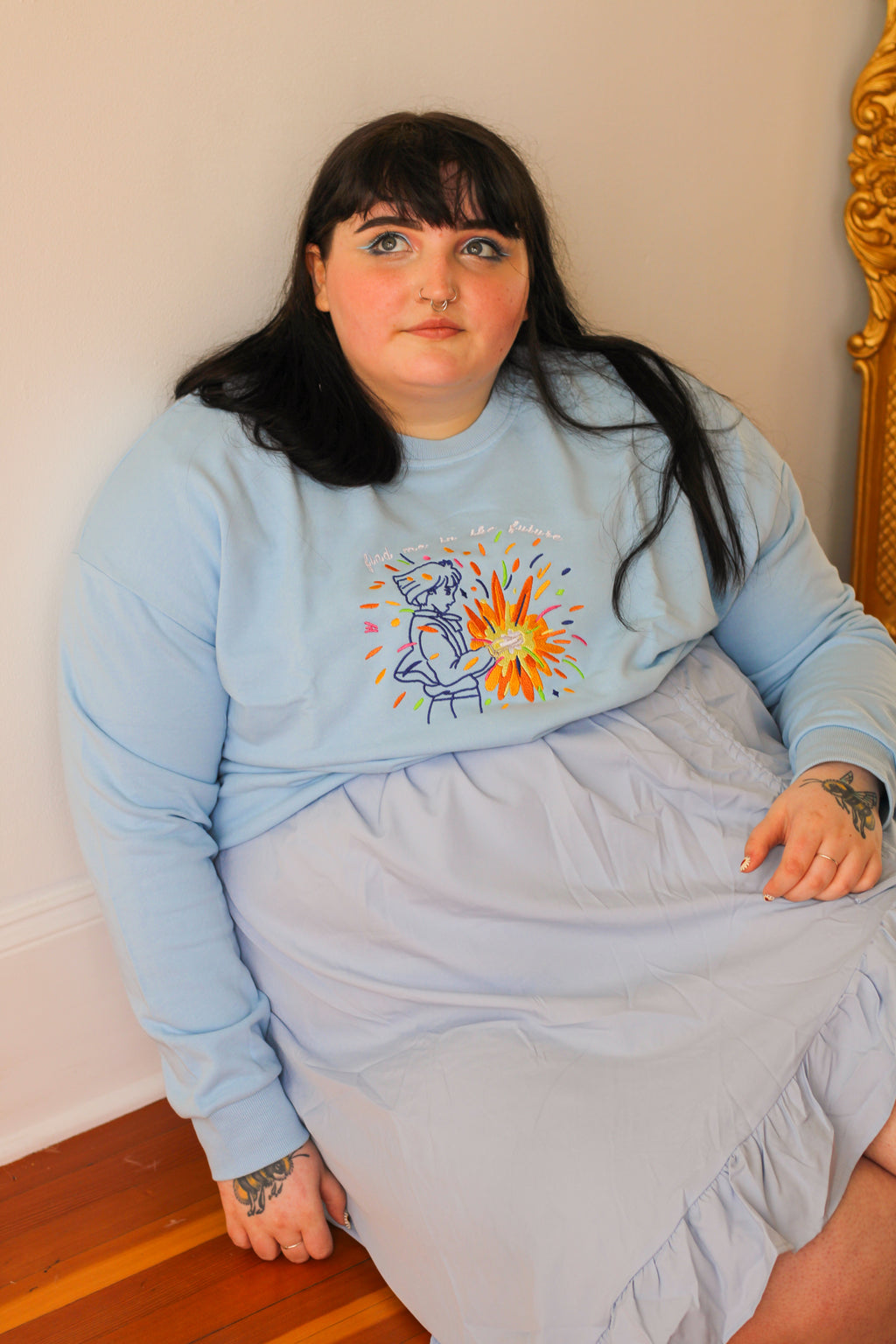 B-GRADE Find Me in the Future Embroidered Crew Neck Sweatshirt!