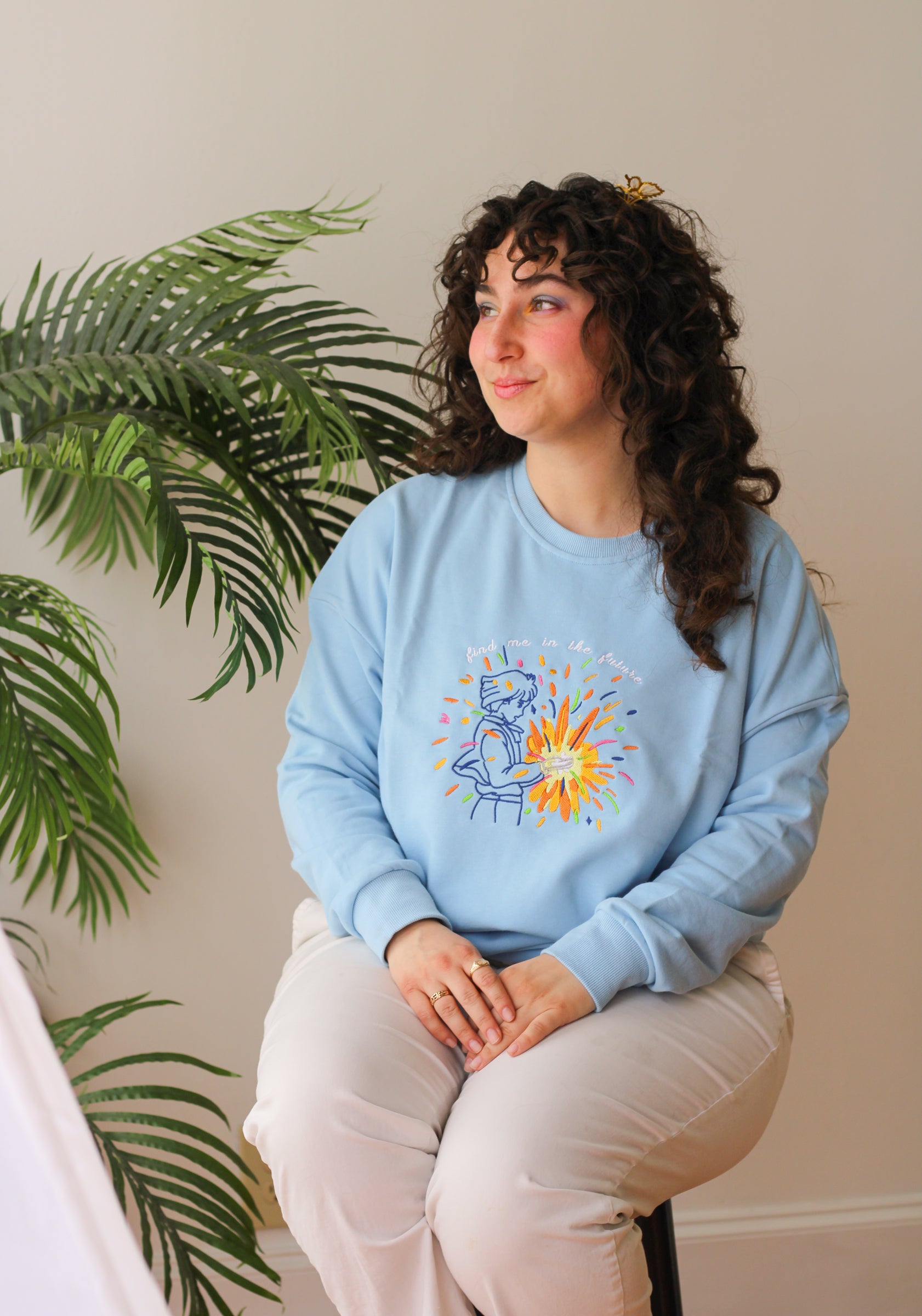 B-GRADE Find Me in the Future Embroidered Crew Neck Sweatshirt!