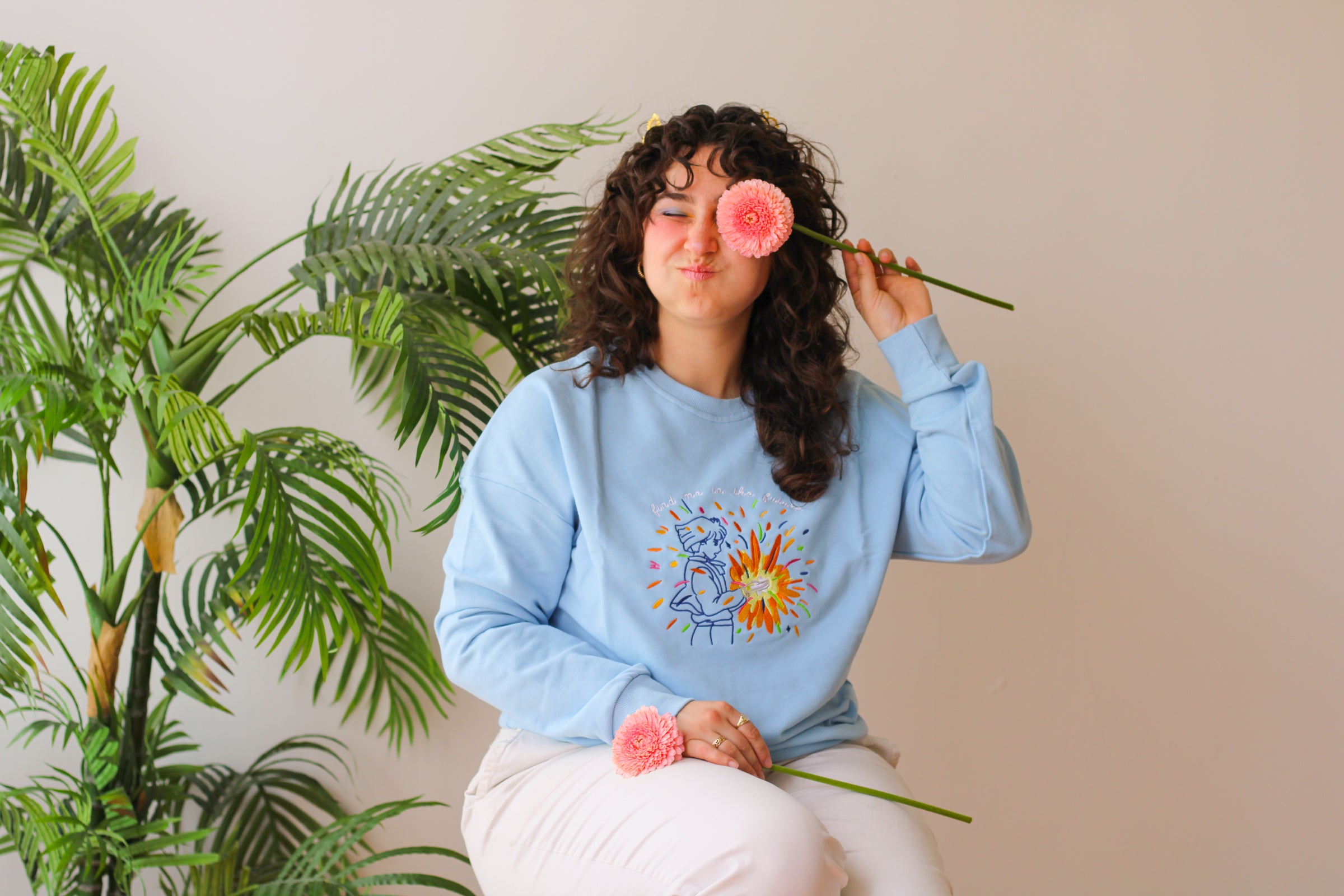 B-GRADE Find Me in the Future Embroidered Crew Neck Sweatshirt!