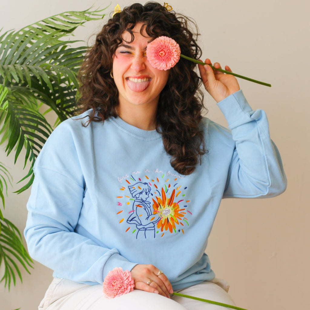 B-GRADE Find Me in the Future Embroidered Crew Neck Sweatshirt!