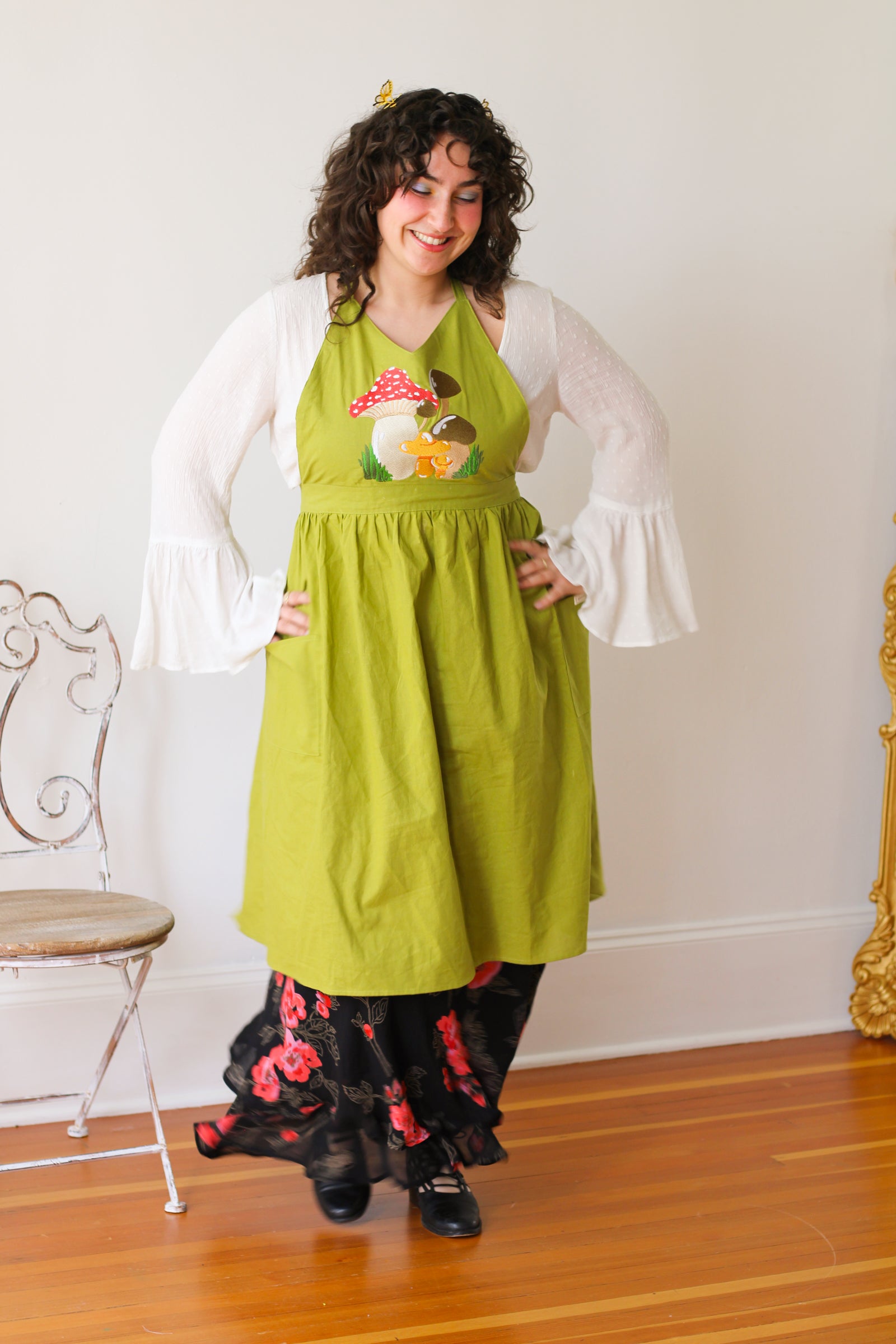 Plus Size Linen high quality Pinafore Apron with Lining