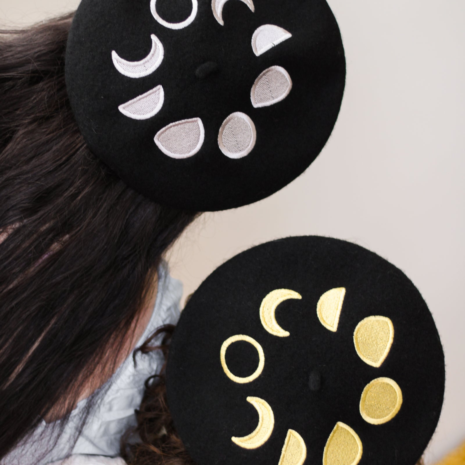 Moon Phases Embroidered Beret!