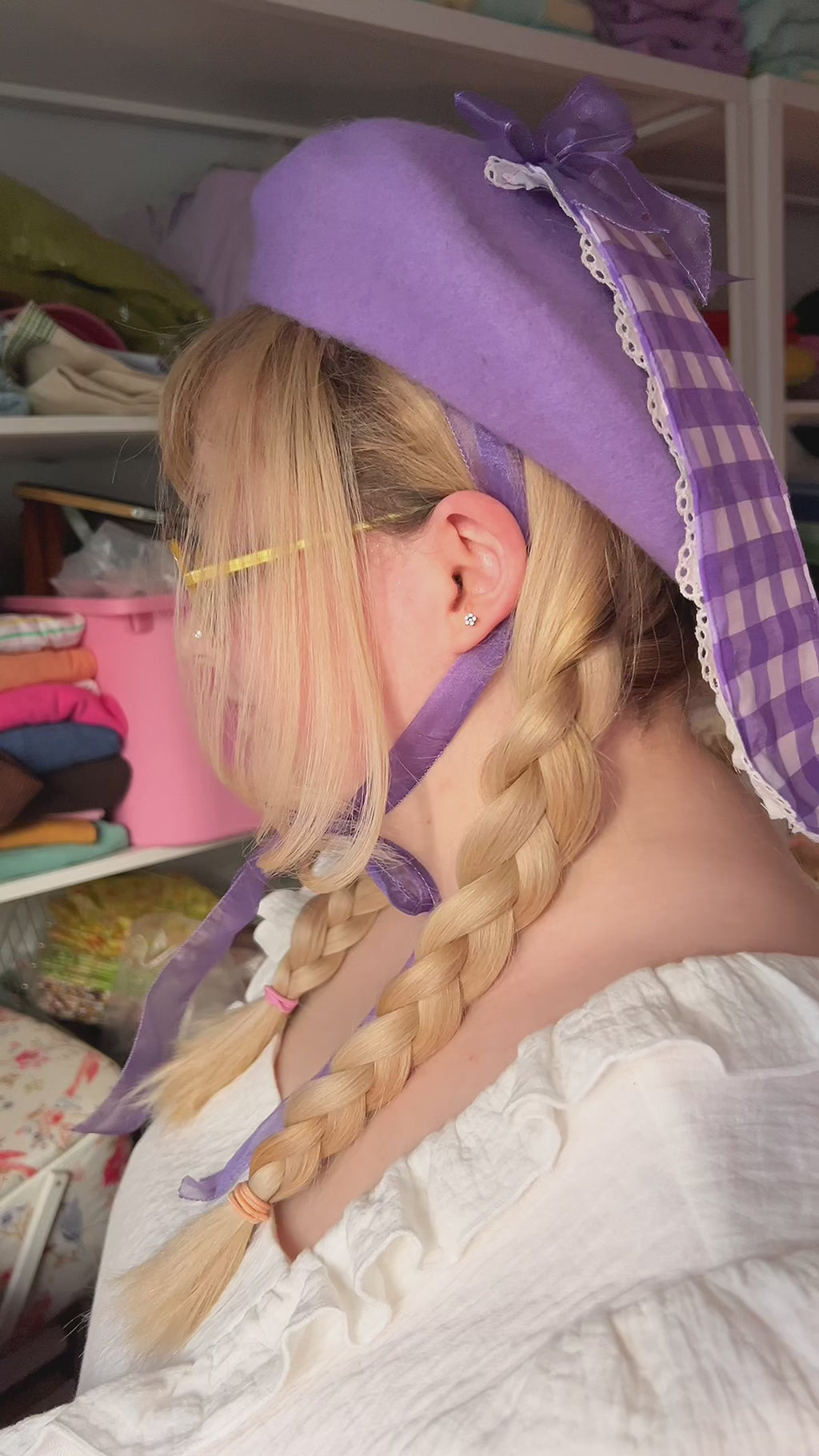 Lovely Bunny Beret in Lavender Gingham!