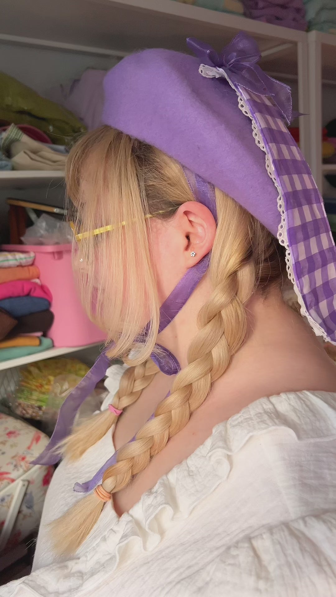 Lovely Bunny Beret in Lavender Gingham!