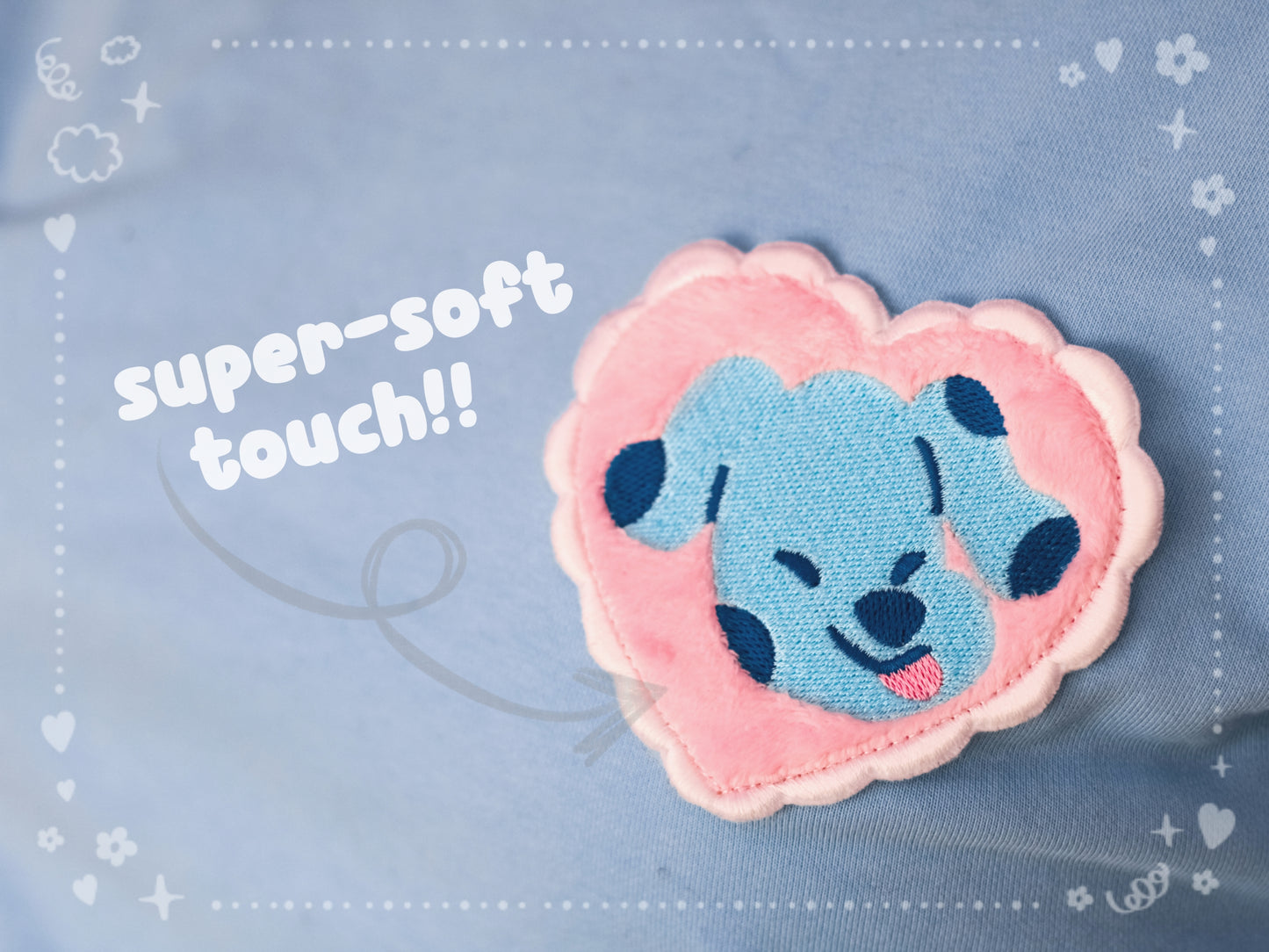 WOOLBLOSSOM x CLAMMY HEART Puppy Love Fluffy Embroidered Patch!