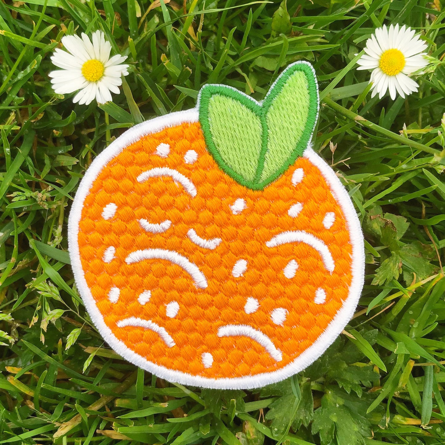 Sad Orange Embroidered Patch!