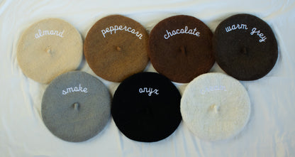 Custom Text Embroidered Handmade Beret!