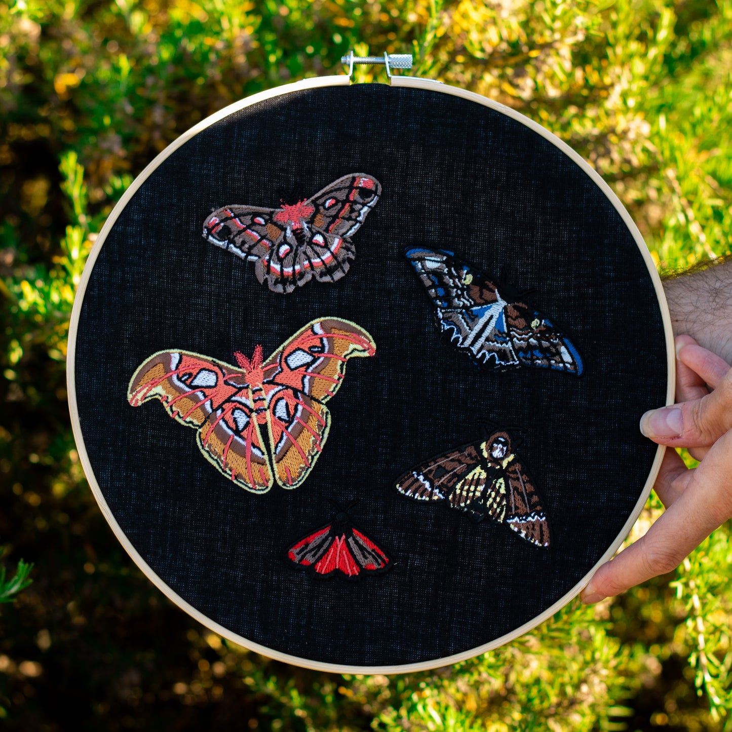 Goth Moths Embroidered Wall Hanging Hoop!